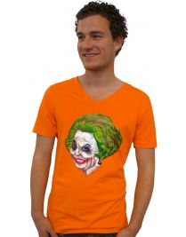 Koninginnedag shirt 106: Beatrix - The Joker voor mannen in het oranje met v hals