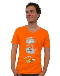 Koninginnedag shirt 108: Happy Queen voor mannen in het oranje met v hals