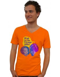 Koninginnedag shirt 111: Bea en Claus - Punch voor mannen in het oranje met v hals