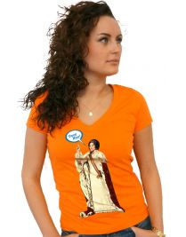Koninginnedag shirt 117: Beatrix - 2 bier voor vrouwen in het oranje met v hals
