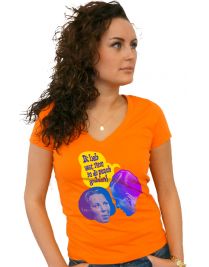 Koninginnedag shirt 121: Bea en Claus - Punch voor vrouwen in het oranje met v hals