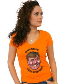 Koninginnedag shirt 122: Alexander - Past niet voor vrouwen in het oranje met v hals