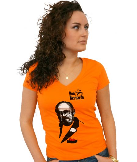 Koninginnedag shirt 128: Don Bernardo voor vrouwen in het oranje met v hals