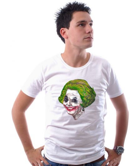 Koninginnedag shirt 2: Beatrix - The Joker voor mannen in het wit met ronde hals