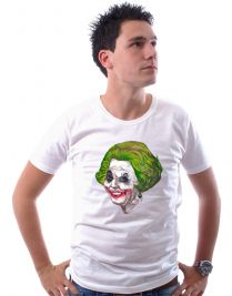 Koninginnedag shirt 2: Beatrix - The Joker voor mannen in het wit met ronde hals