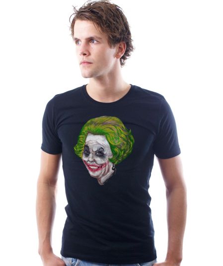 Koninginnedag shirt 3: Beatrix - The Joker voor mannen in het zwart met ronde hals
