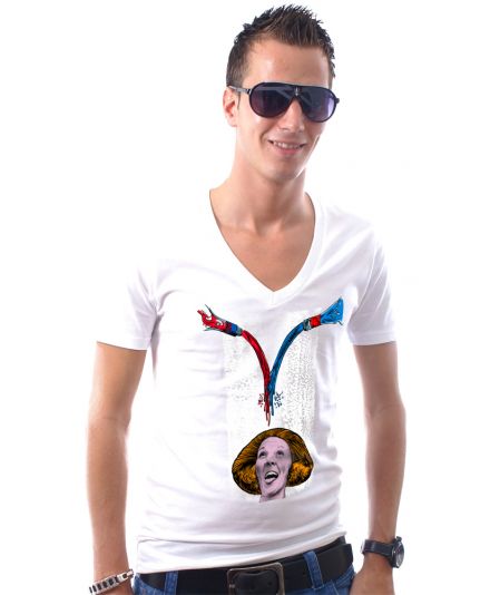 Koninginnedag shirt 53: Beatrix - Mix it voor mannen in het wit met v hals