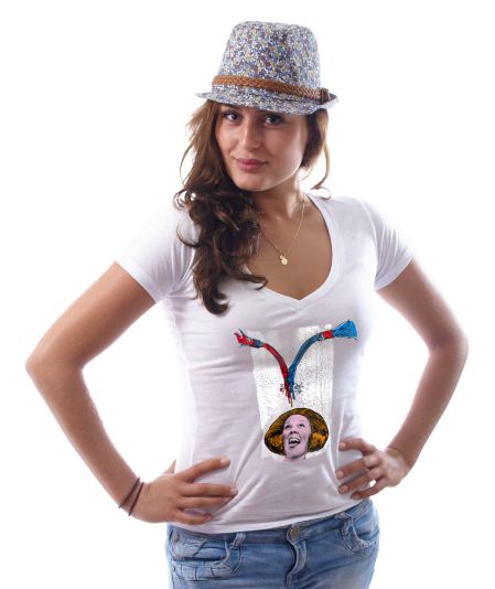 Koninginnedag shirt 55: Beatrix - Mix it voor vrouwen in het wit met v hals