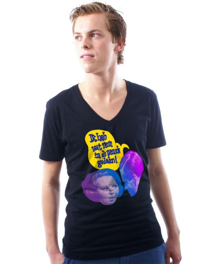 Koninginnedag shirt 63: Bea en Claus - Punch voor mannen in het zwart met v hals