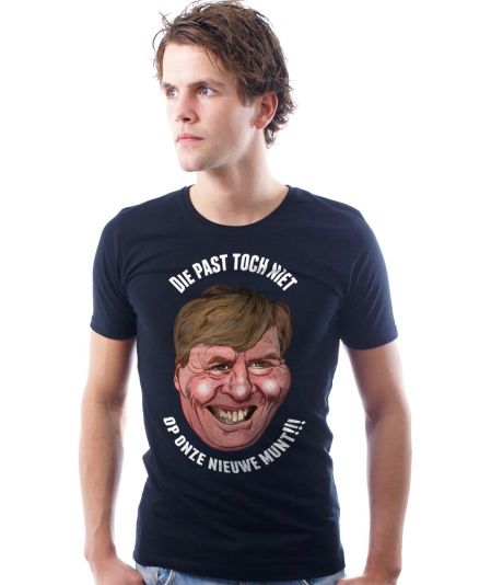 Koninginnedag shirt 68: Alexander - Past niet voor mannen in het zwart met ronde hals