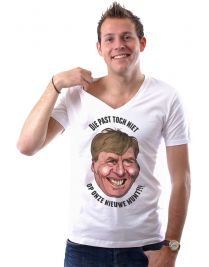 Koninginnedag shirt 72: Alexander - Past niet voor mannen in het wit met v hals