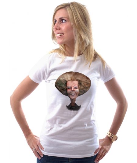 Koninginnedag shirt 89: Beatrix - Karikatuur voor vrouwen in het wit met ronde hals