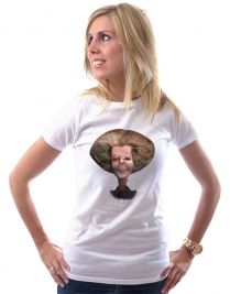 Koninginnedag shirt 89: Beatrix - Karikatuur voor vrouwen in het wit met ronde hals