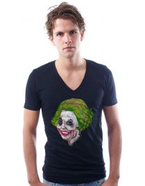Koninginnedag shirt 8: Beatrix - The Joker voor mannen in het zwart met v hals