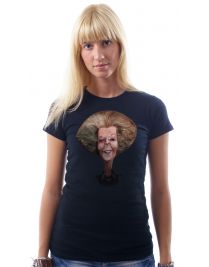 Koninginnedag shirt 91: Beatrix - Karikatuur voor vrouwen in het zwart met ronde hals