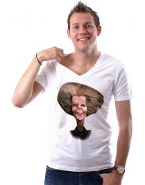 Koninginnedag shirt 92: Beatrix - Karikatuur voor mannen in het wit met v hals